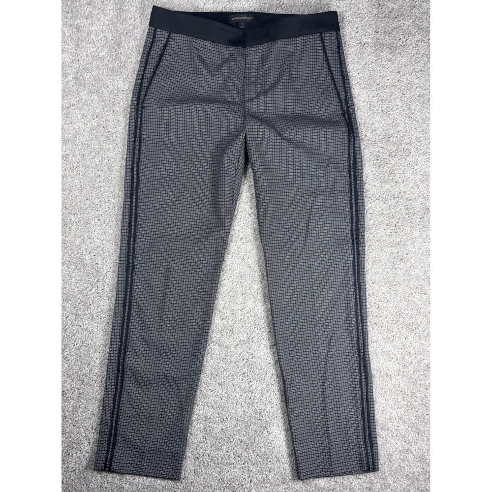 Banana Republic Womens Black Grey Gingham Slim‎ Fit Career Pants Size 2S